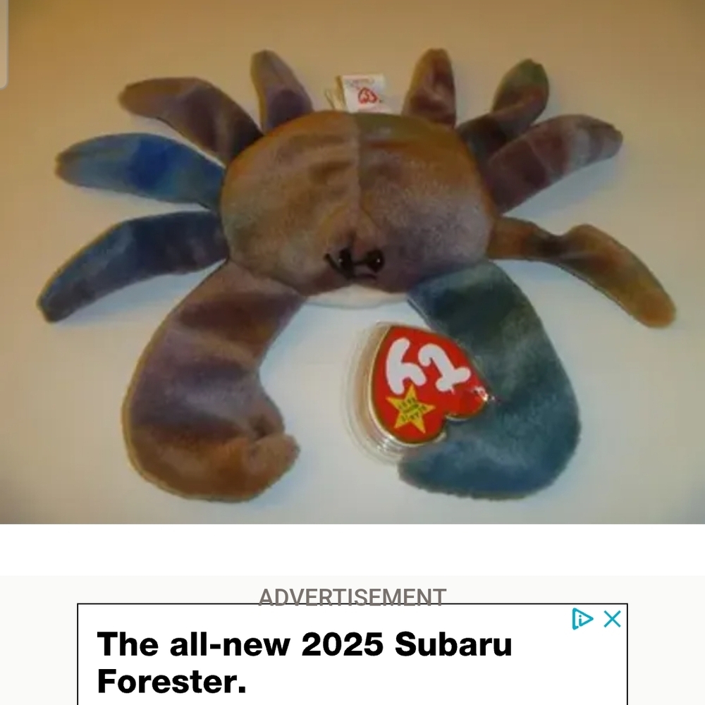 Ty Beanie Baby Crab - Brown and Blue